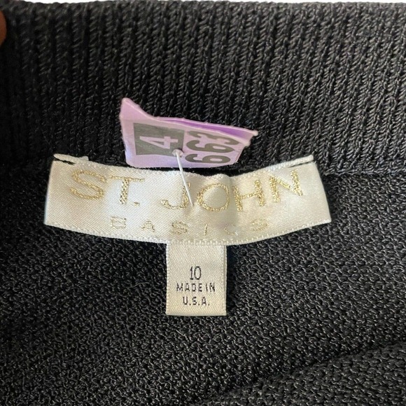 ST. JOHN Caviar Santana Knit Pencil Skirt Elastic Waist Black Size 10 - Picture 3 of 9